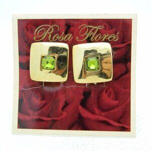 New Old Stock ROSA FLORES Green Rhinestone Earring
